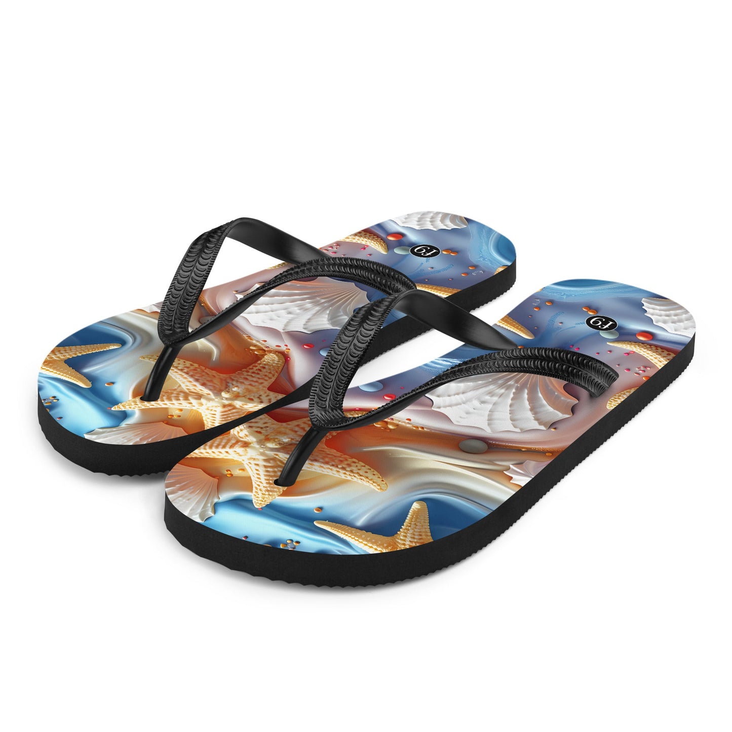 Tide Muse Series Sublimation Flip Flop – rhythmic sea design by f9artist, lightweight summer sandal