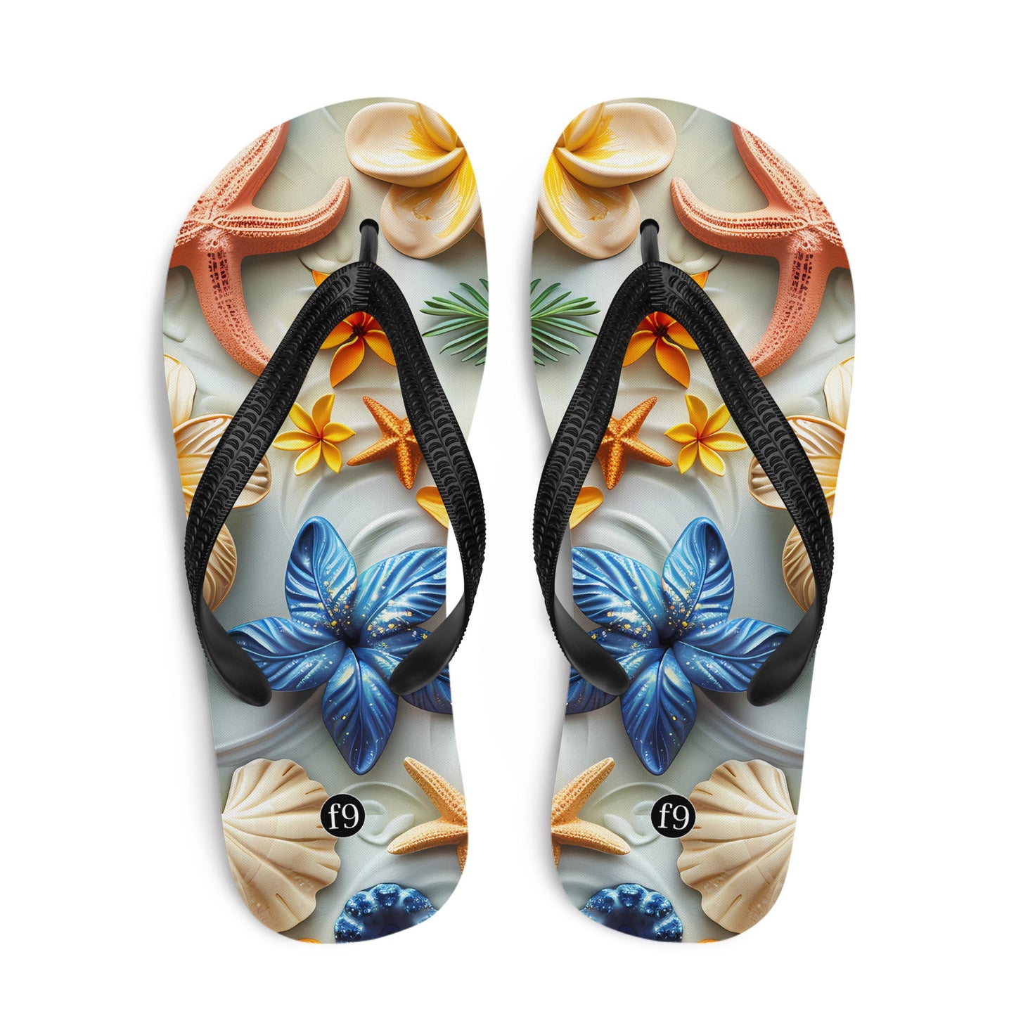 Tide Muse Series Sublimation Flip Flop – rhythmic sea design by f9artist, lightweight summer sandal