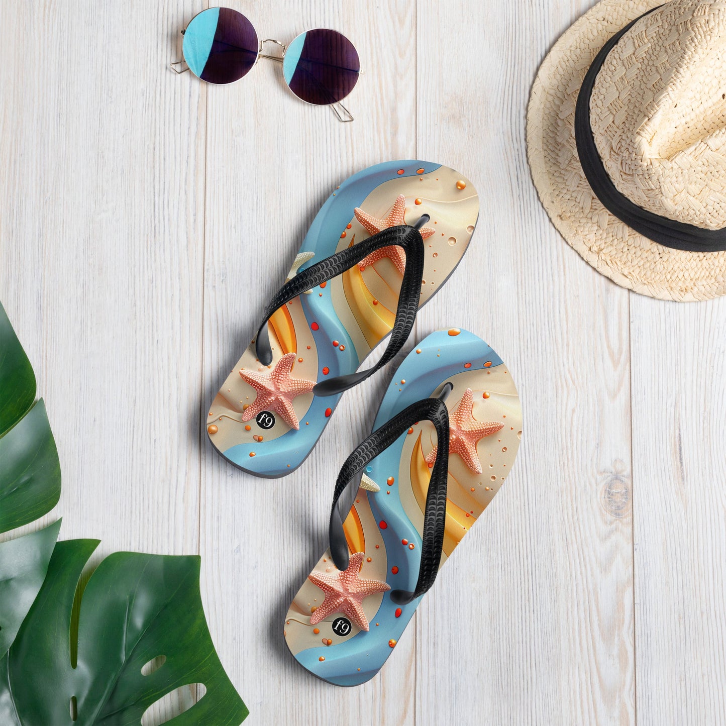 Tide Muse Series Sublimation Flip Flop – rhythmic sea design by f9artist, lightweight summer sandal