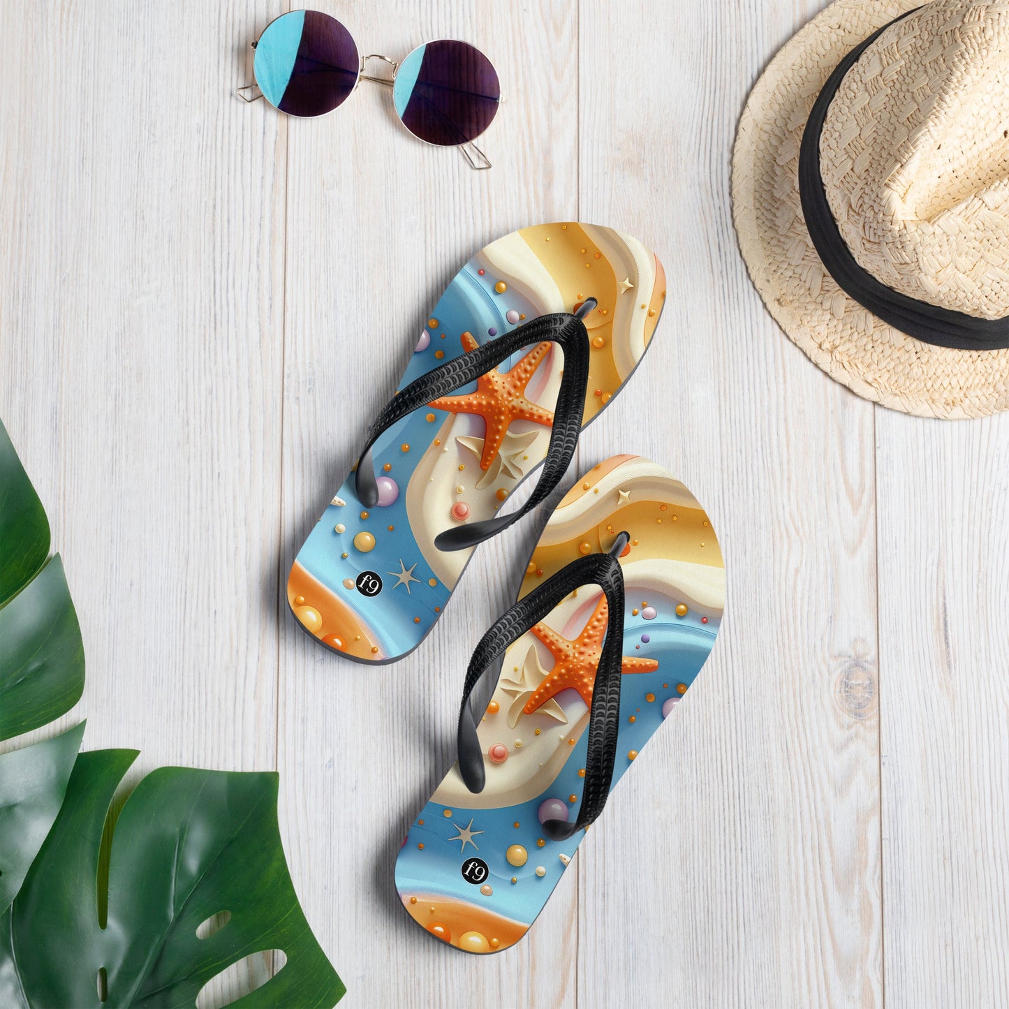Tide Muse Series Sublimation Flip Flop – rhythmic sea design by f9artist, lightweight summer sandal