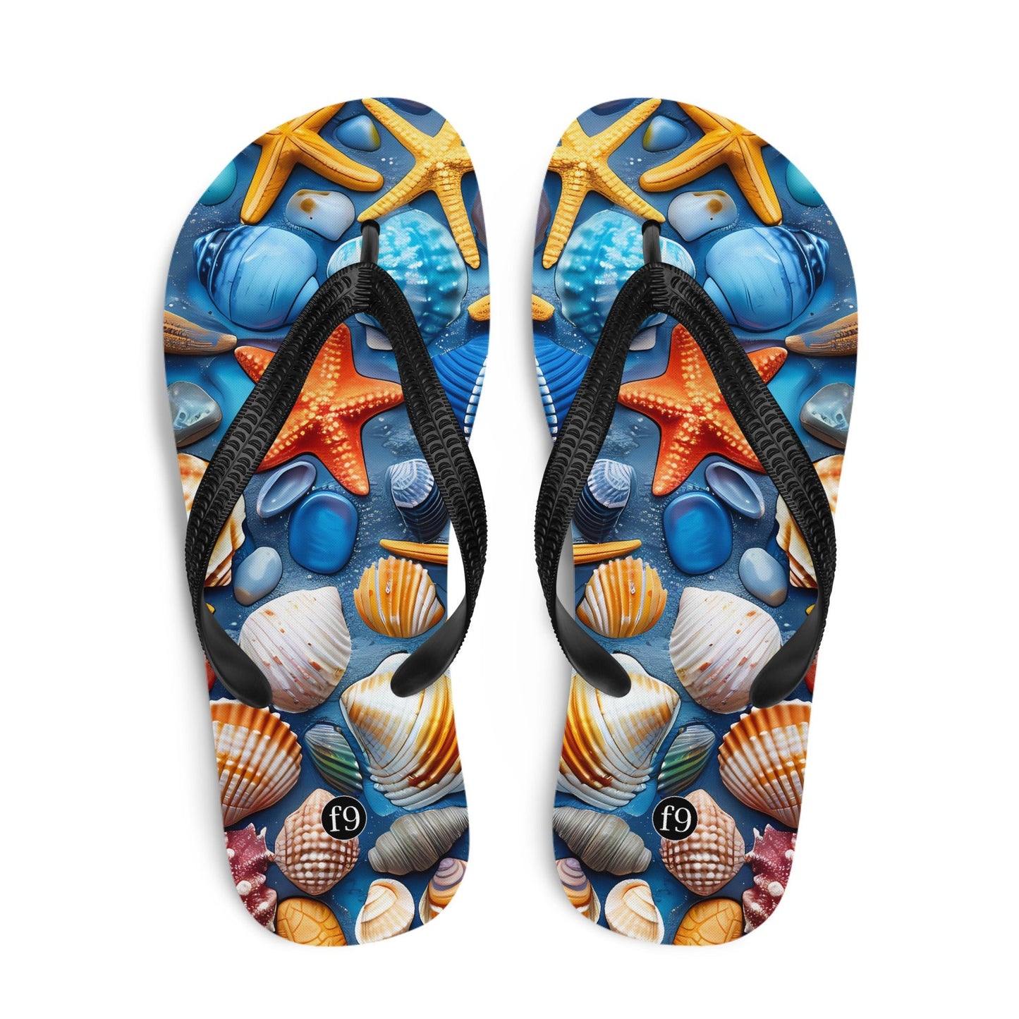 Tide Muse Series Sublimation Flip Flop – rhythmic sea design by f9artist, lightweight summer sandal
