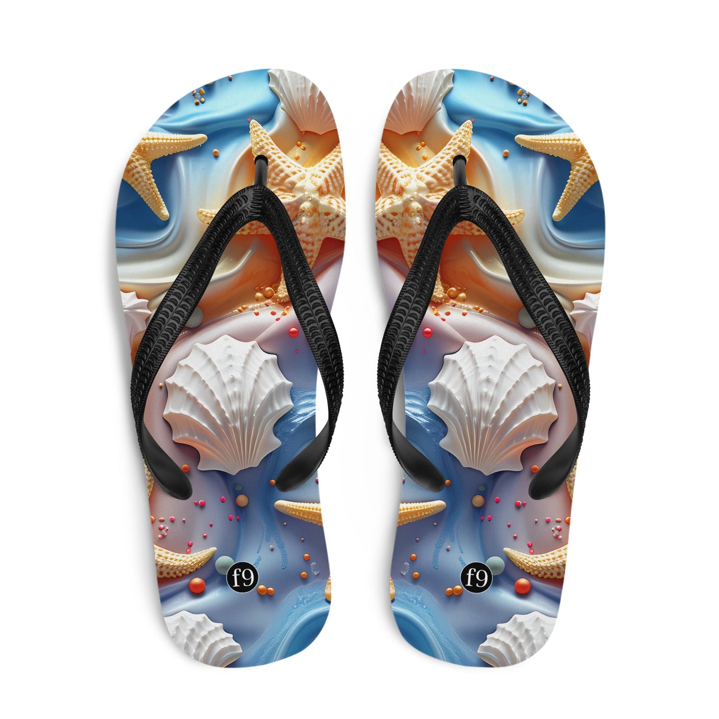 Tide Muse Series Sublimation Flip Flop – rhythmic sea design by f9artist, lightweight summer sandal