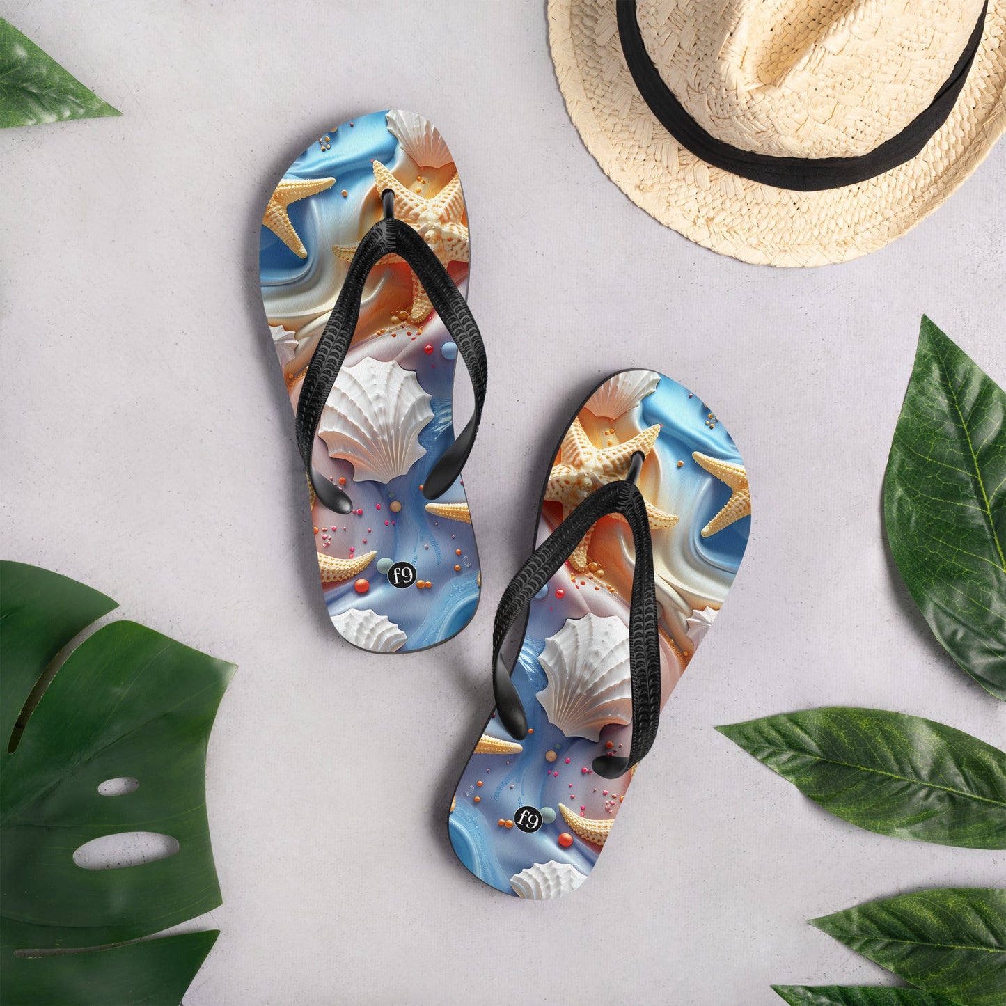Tide Muse Series Sublimation Flip Flop – rhythmic sea design by f9artist, lightweight summer sandal