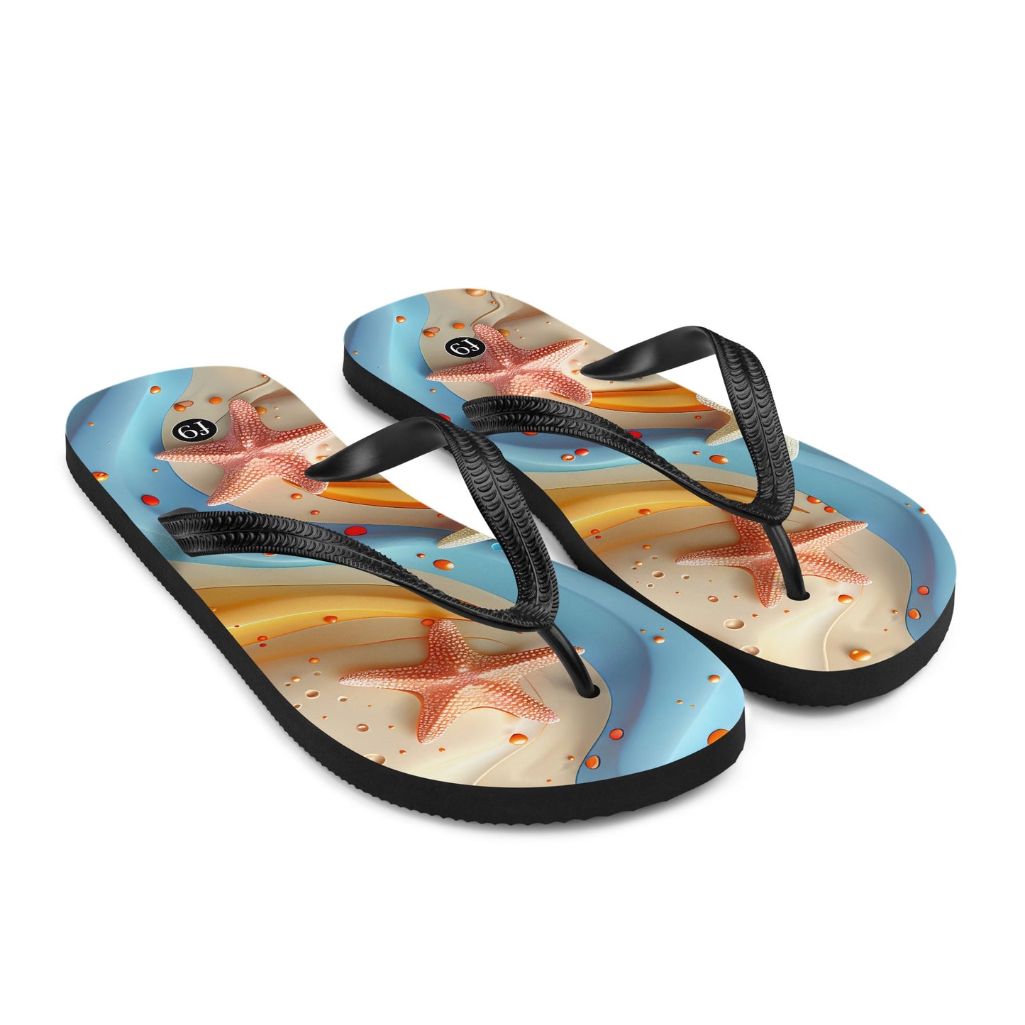 Tide Muse Series Sublimation Flip Flop – rhythmic sea design by f9artist, lightweight summer sandal