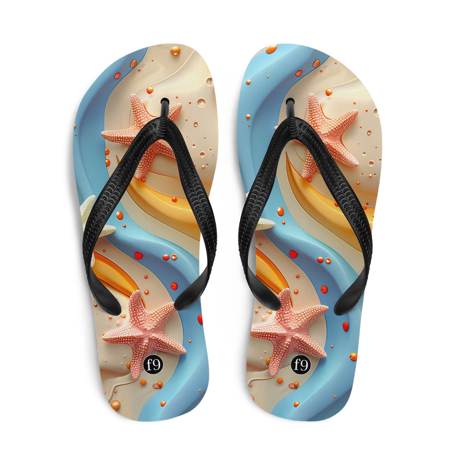 Tide Muse Series Sublimation Flip Flop – rhythmic sea design by f9artist, lightweight summer sandal