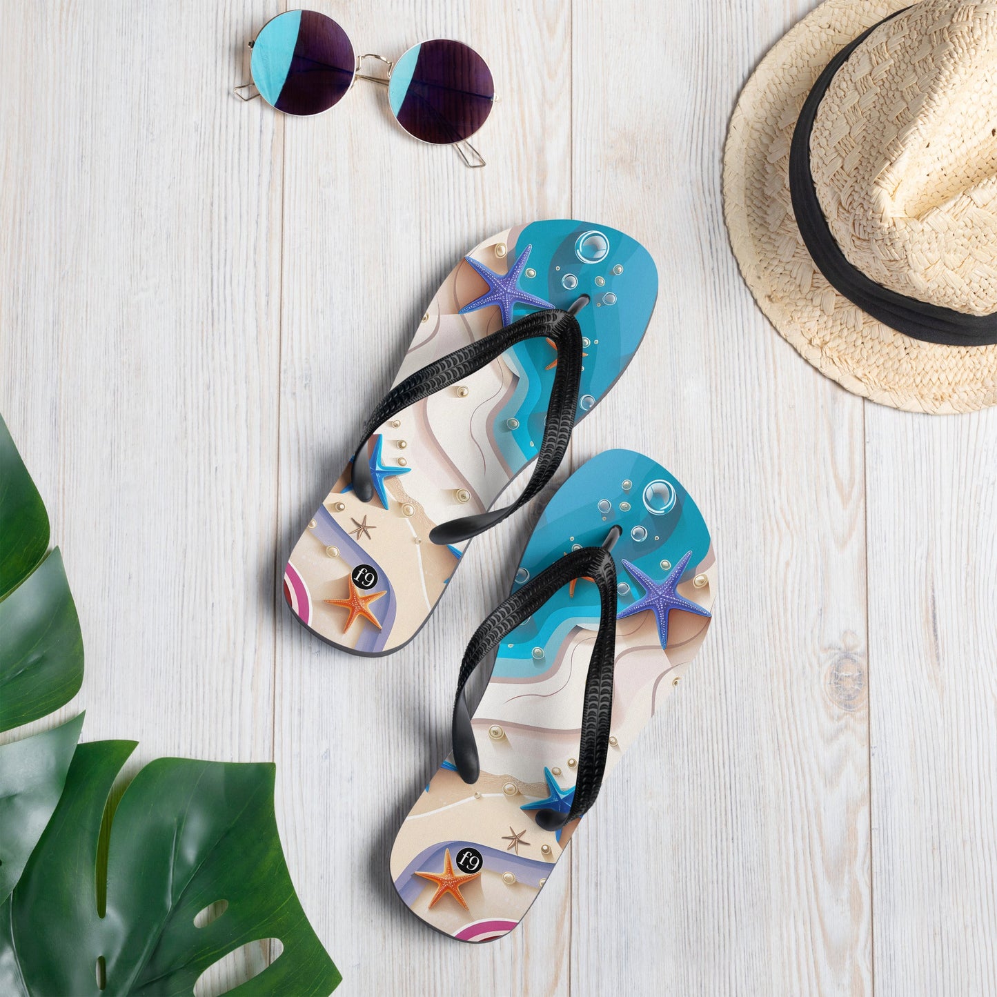 Tide Muse Series Sublimation Flip Flop – rhythmic sea design by f9artist, lightweight summer sandal