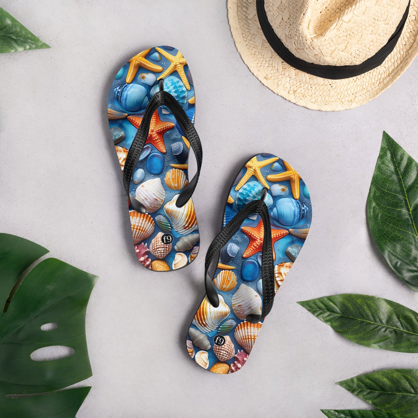 Tide Muse Series Sublimation Flip Flop – rhythmic sea design by f9artist, lightweight summer sandal