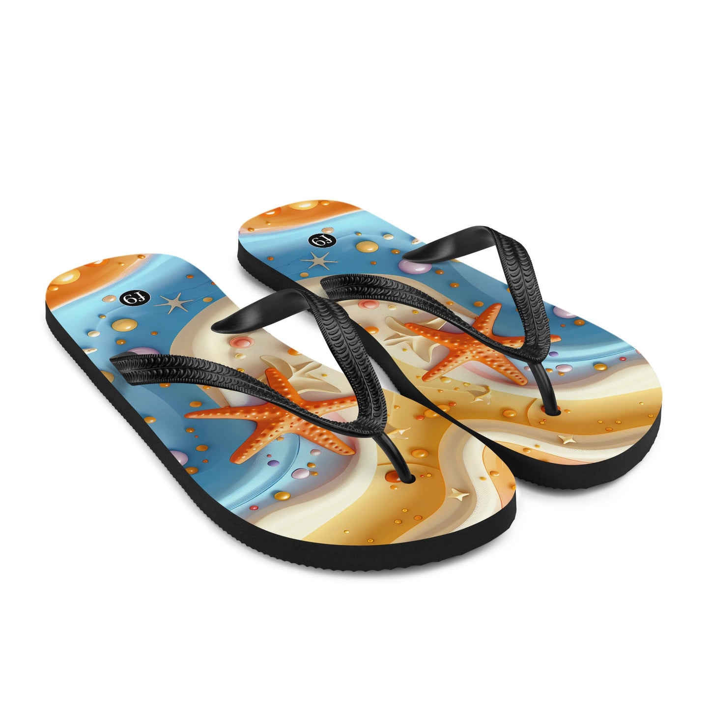 Tide Muse Series Sublimation Flip Flop – rhythmic sea design by f9artist, lightweight summer sandal