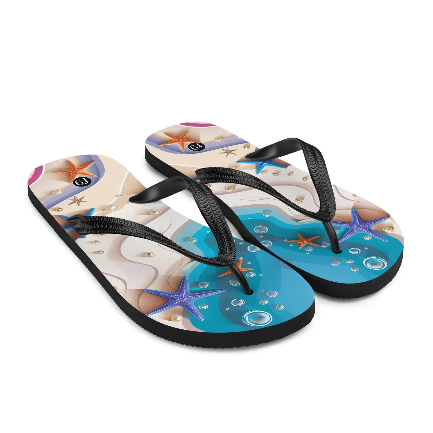 Tide Muse Series Sublimation Flip Flop – rhythmic sea design by f9artist, lightweight summer sandal