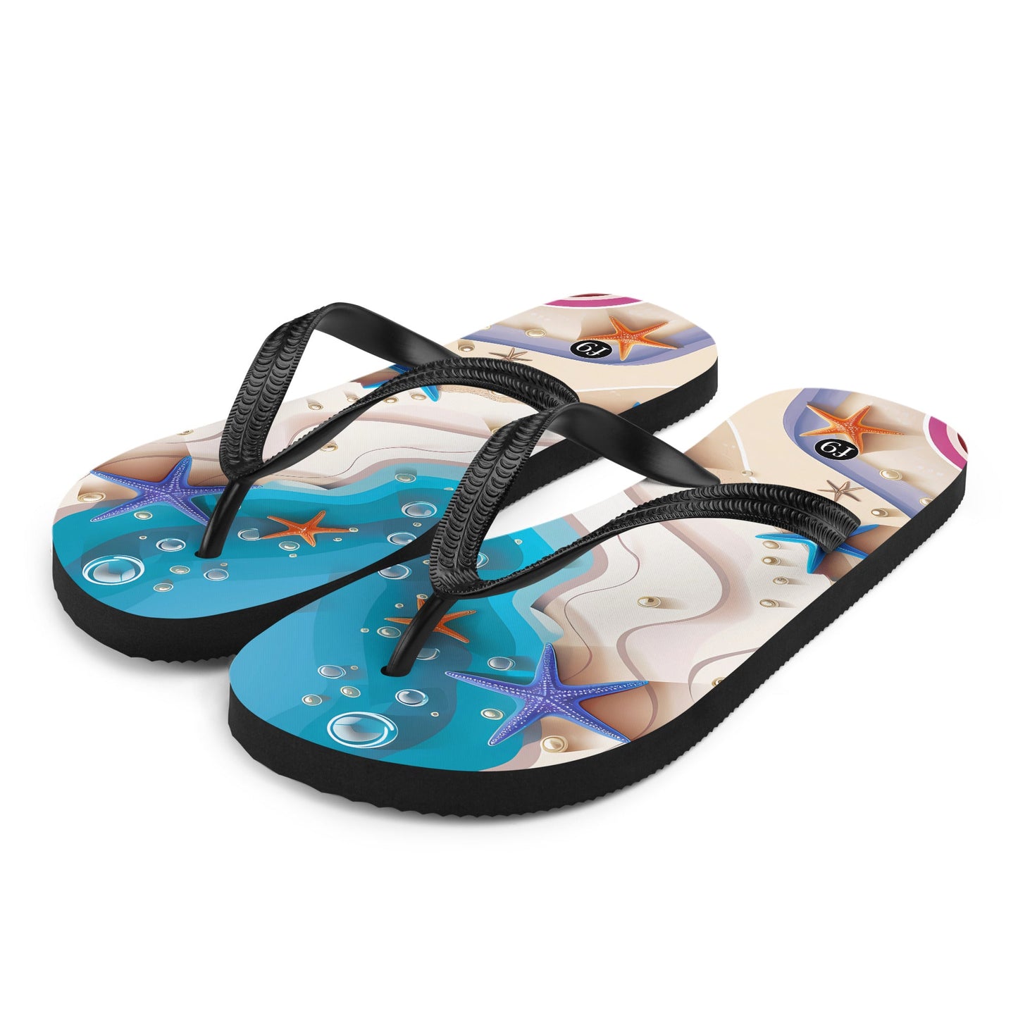 Tide Muse Series Sublimation Flip Flop – rhythmic sea design by f9artist, lightweight summer sandal