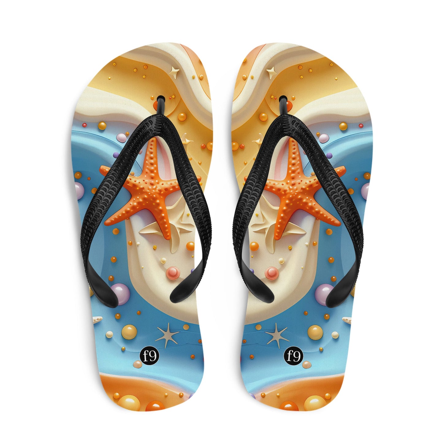 Tide Muse Series Sublimation Flip Flop – rhythmic sea design by f9artist, lightweight summer sandal