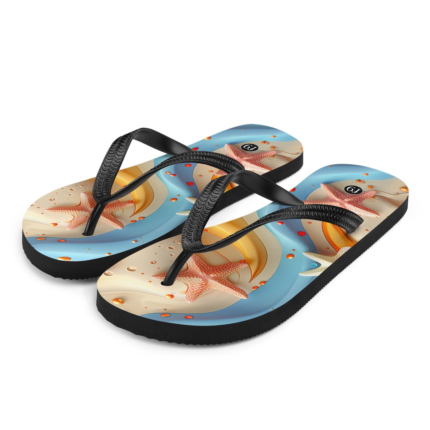 Tide Muse Series Sublimation Flip Flop – rhythmic sea design by f9artist, lightweight summer sandal