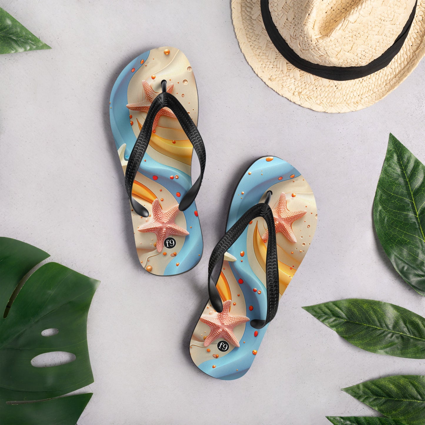 Tide Muse Series Sublimation Flip Flop – rhythmic sea design by f9artist, lightweight summer sandal