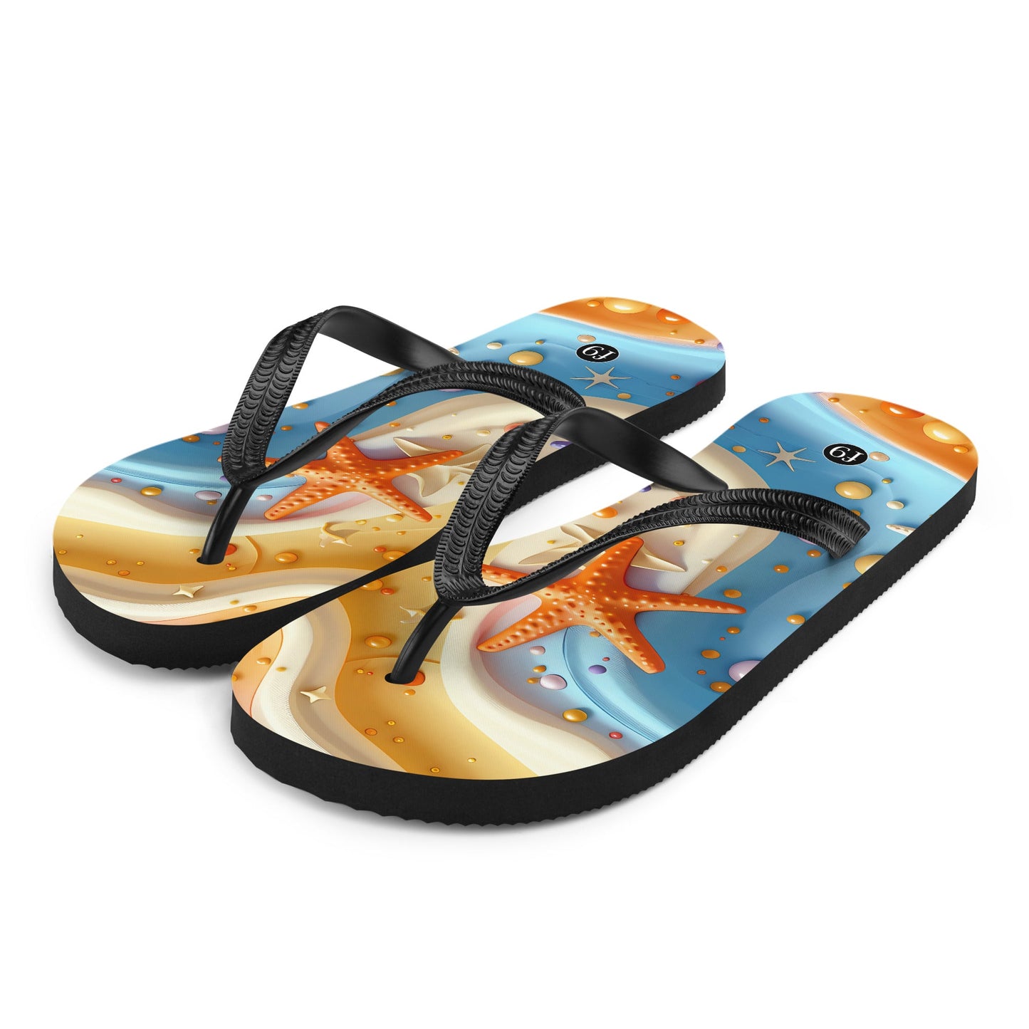 Tide Muse Series Sublimation Flip Flop – rhythmic sea design by f9artist, lightweight summer sandal
