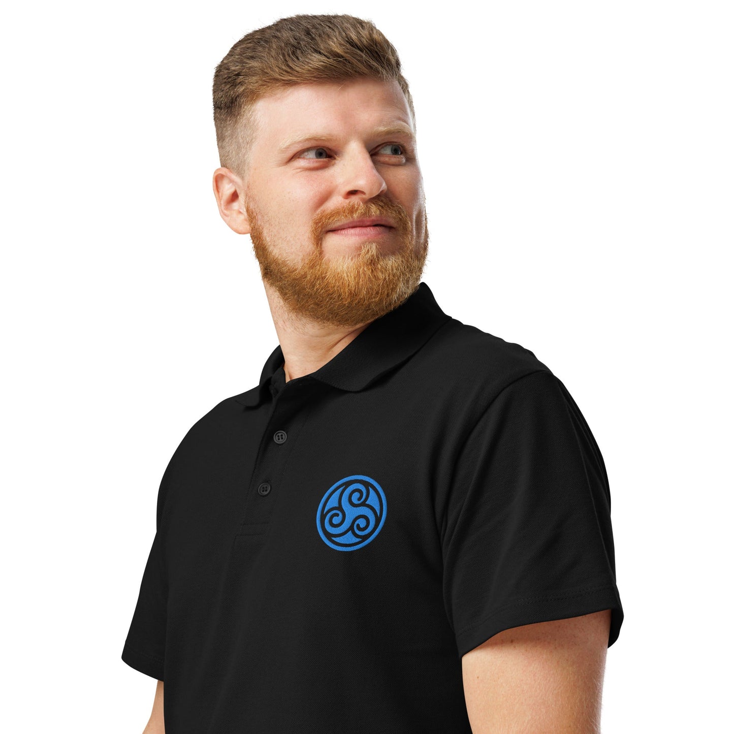 Water symbol embroidered premium pique polo shirt - f9artist