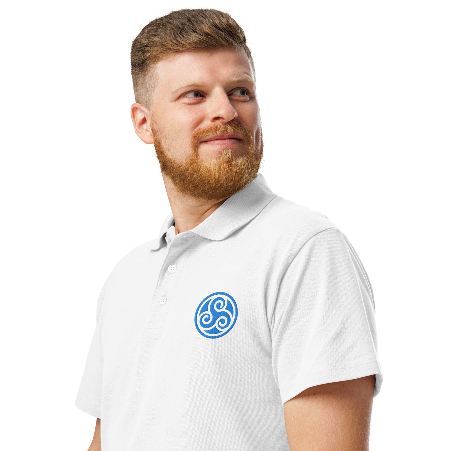 Water symbol embroidered premium pique polo shirt - f9artist
