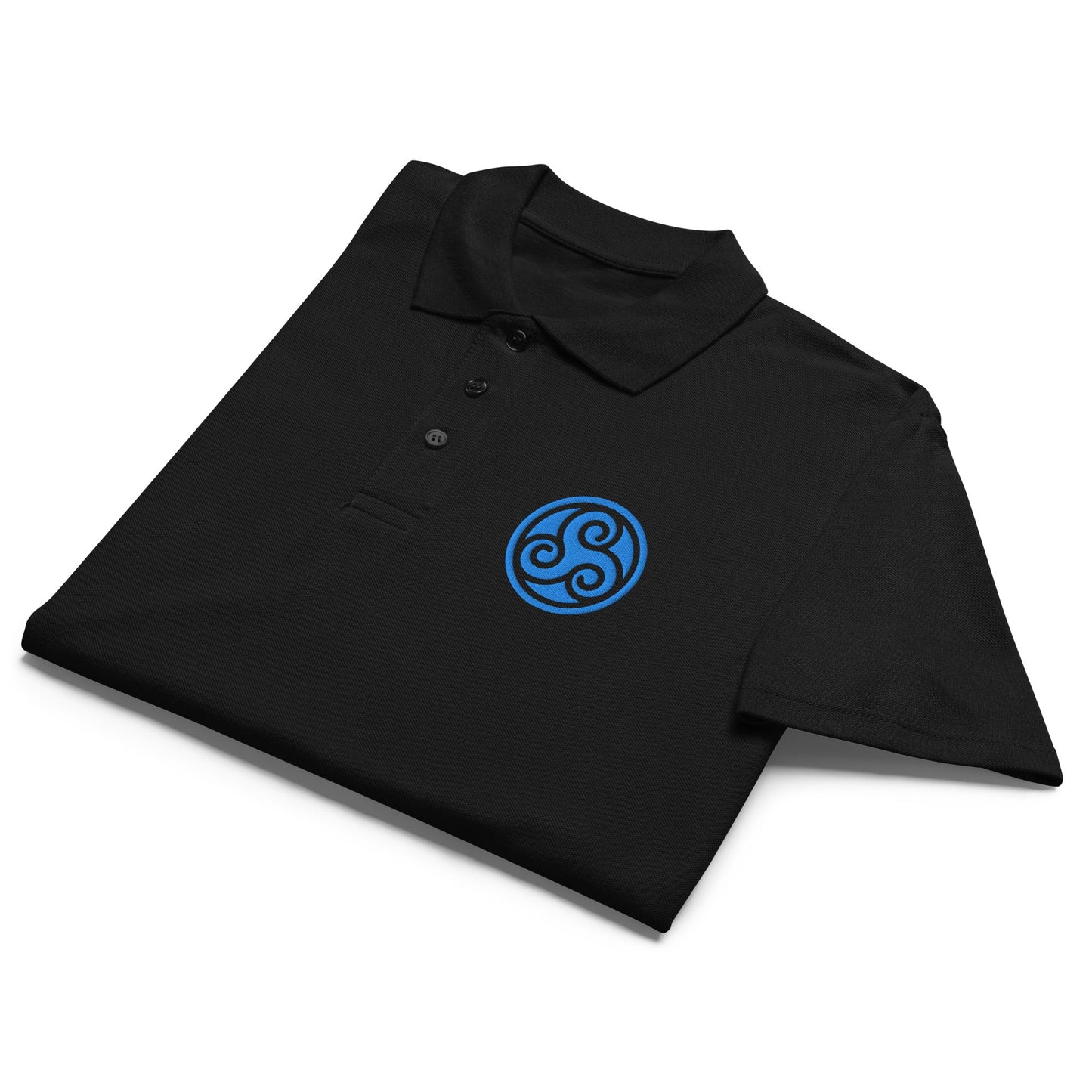Water symbol embroidered premium pique polo shirt - f9artist