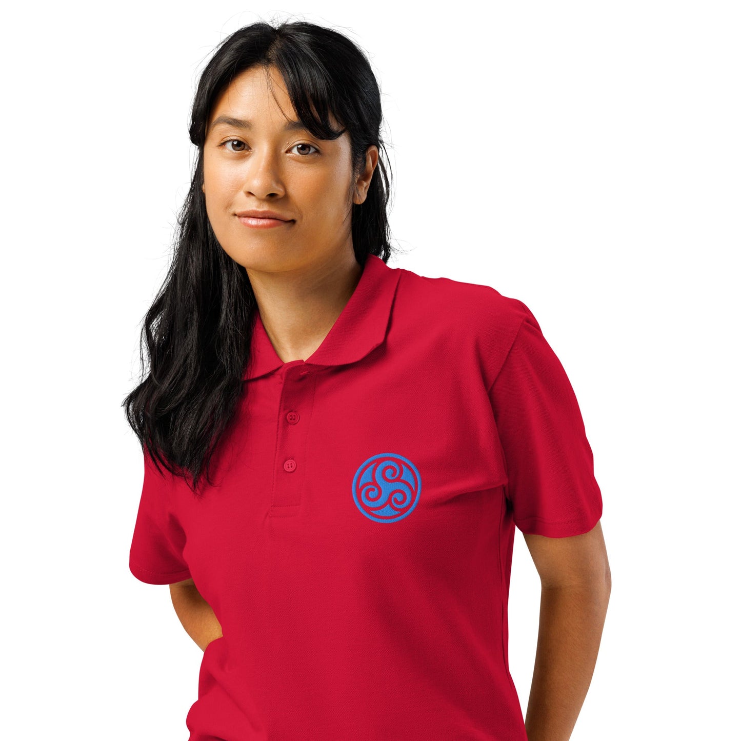 Water symbol embroidered premium pique polo shirt - f9artist