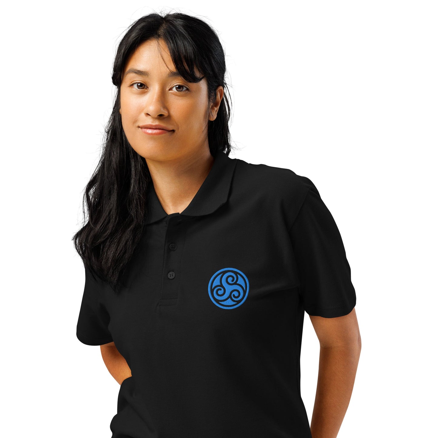 Water symbol embroidered premium pique polo shirt - f9artist
