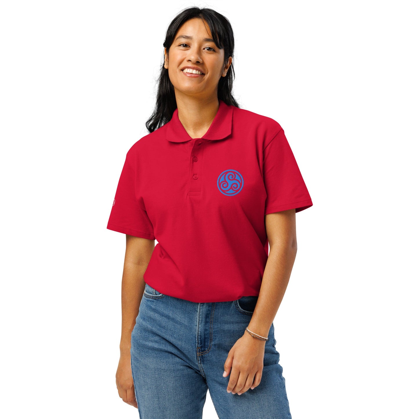 Water symbol embroidered premium pique polo shirt - f9artist