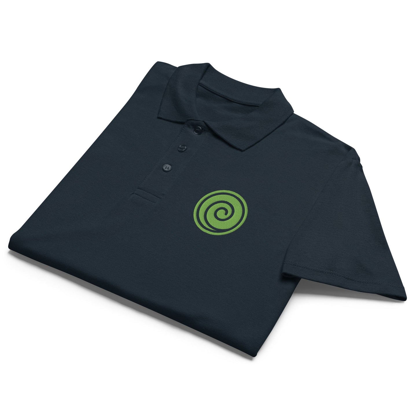 Wind symbol embroidered premium pique polo shirt - f9artist