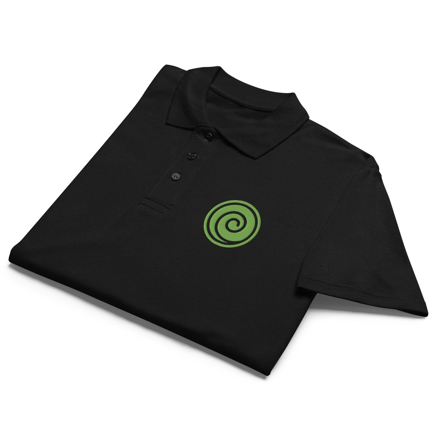 Wind symbol embroidered premium pique polo shirt - f9artist