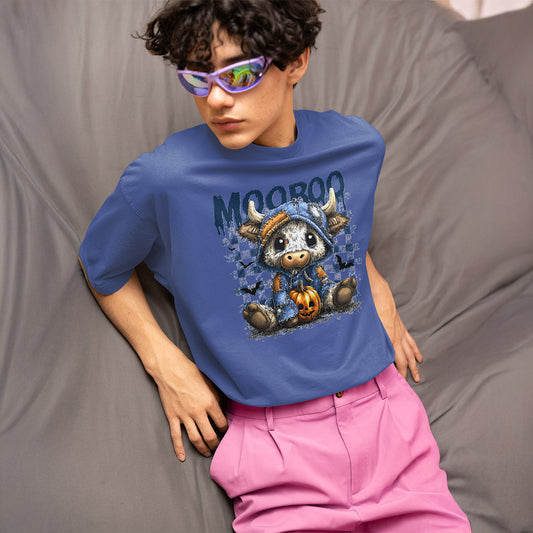Spooky Squad Halloween Unisex T-Shirt – Cute Cow Ghost Graphic Tee for October Parties - f9artist