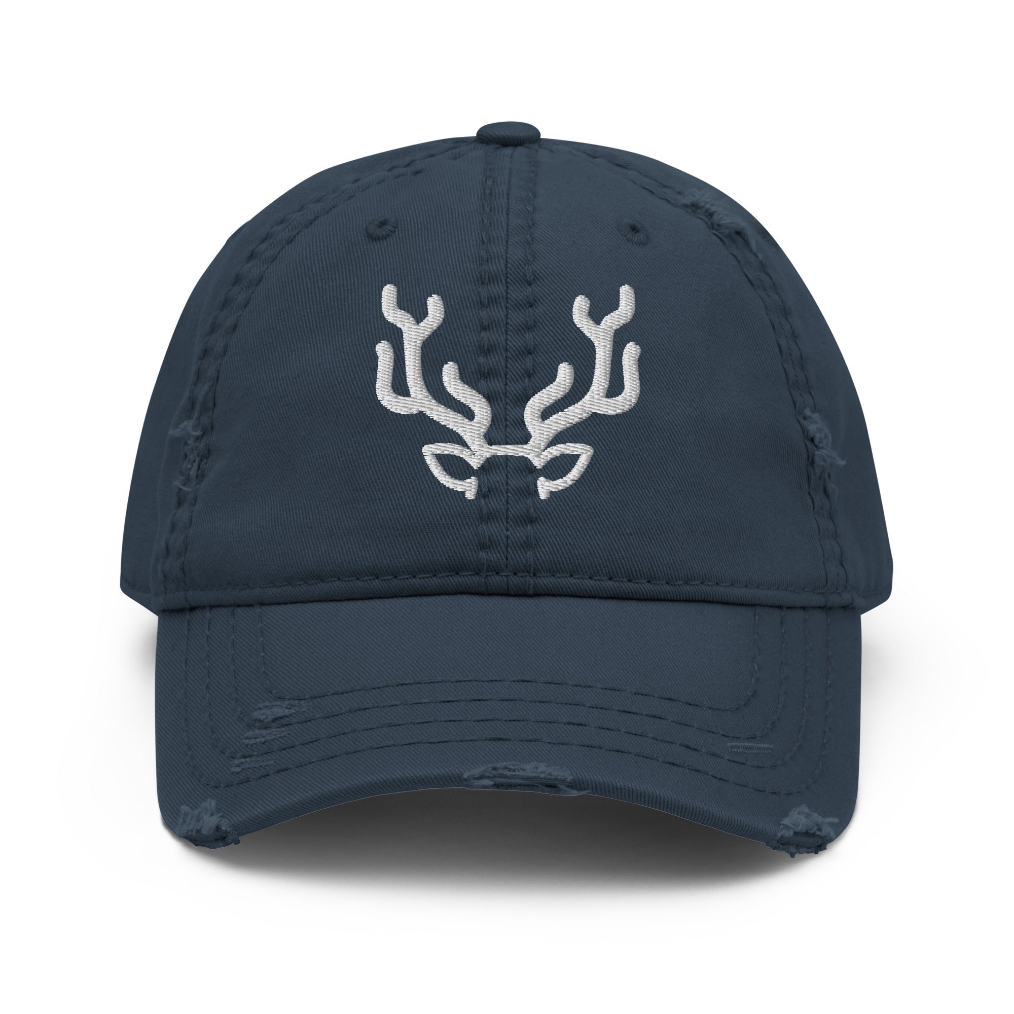 Antler Distressed Dad Hat with vintage worn-in brim and crown