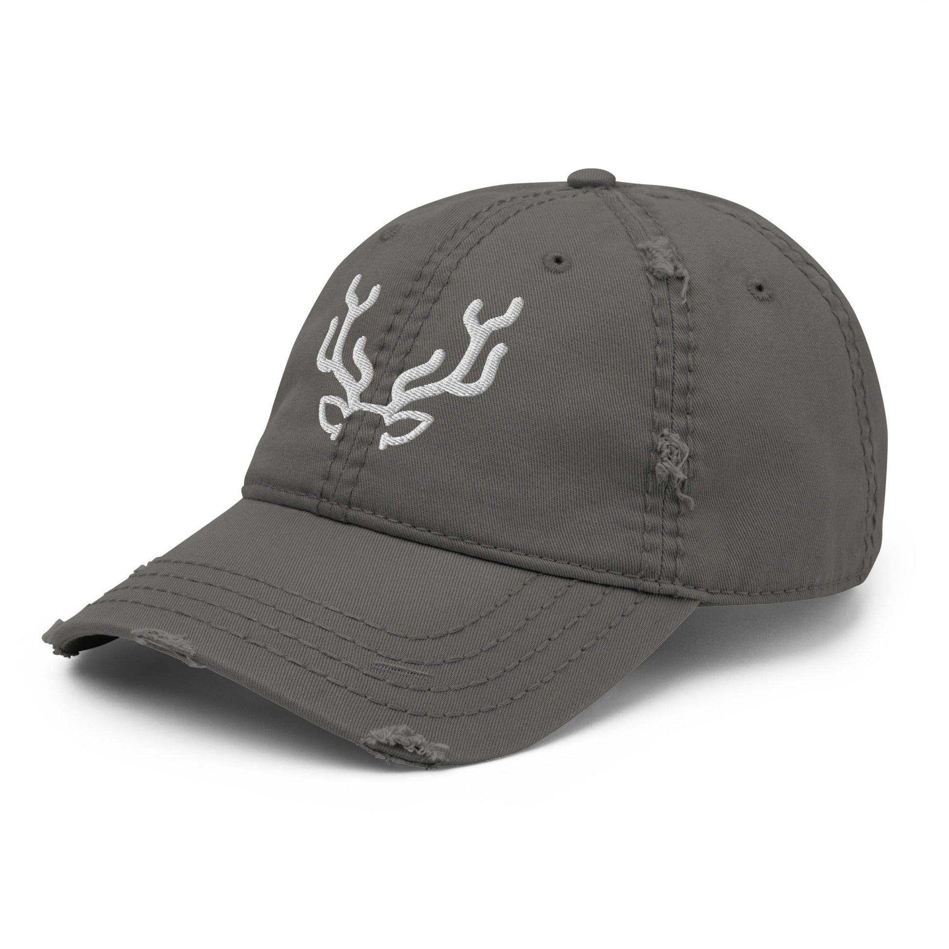 Antler Distressed Dad Hat with vintage worn-in brim and crown