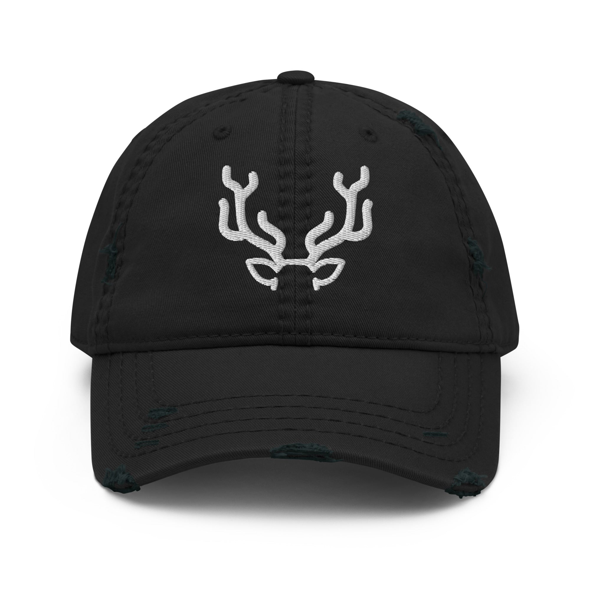 Antler Distressed Dad Hat with vintage worn-in brim and crown