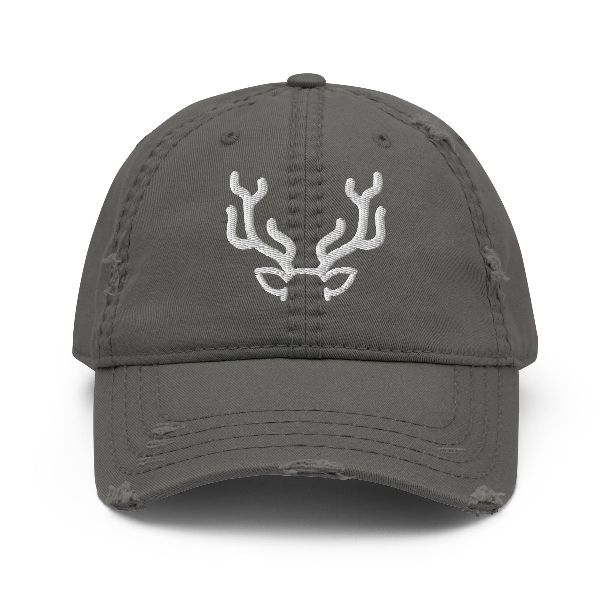 Antler Distressed Dad Hat with vintage worn-in brim and crown