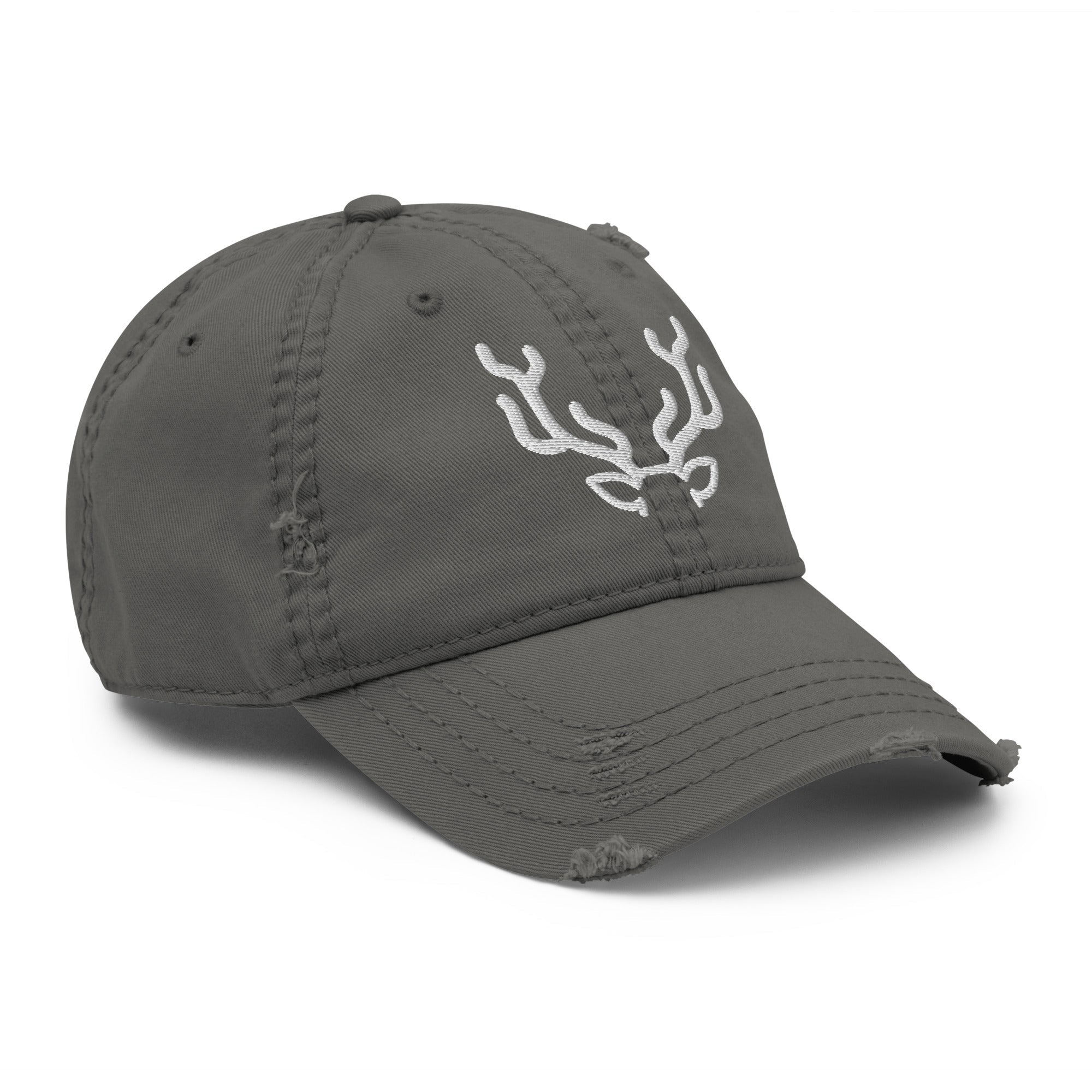 Antler Distressed Dad Hat with vintage worn-in brim and crown