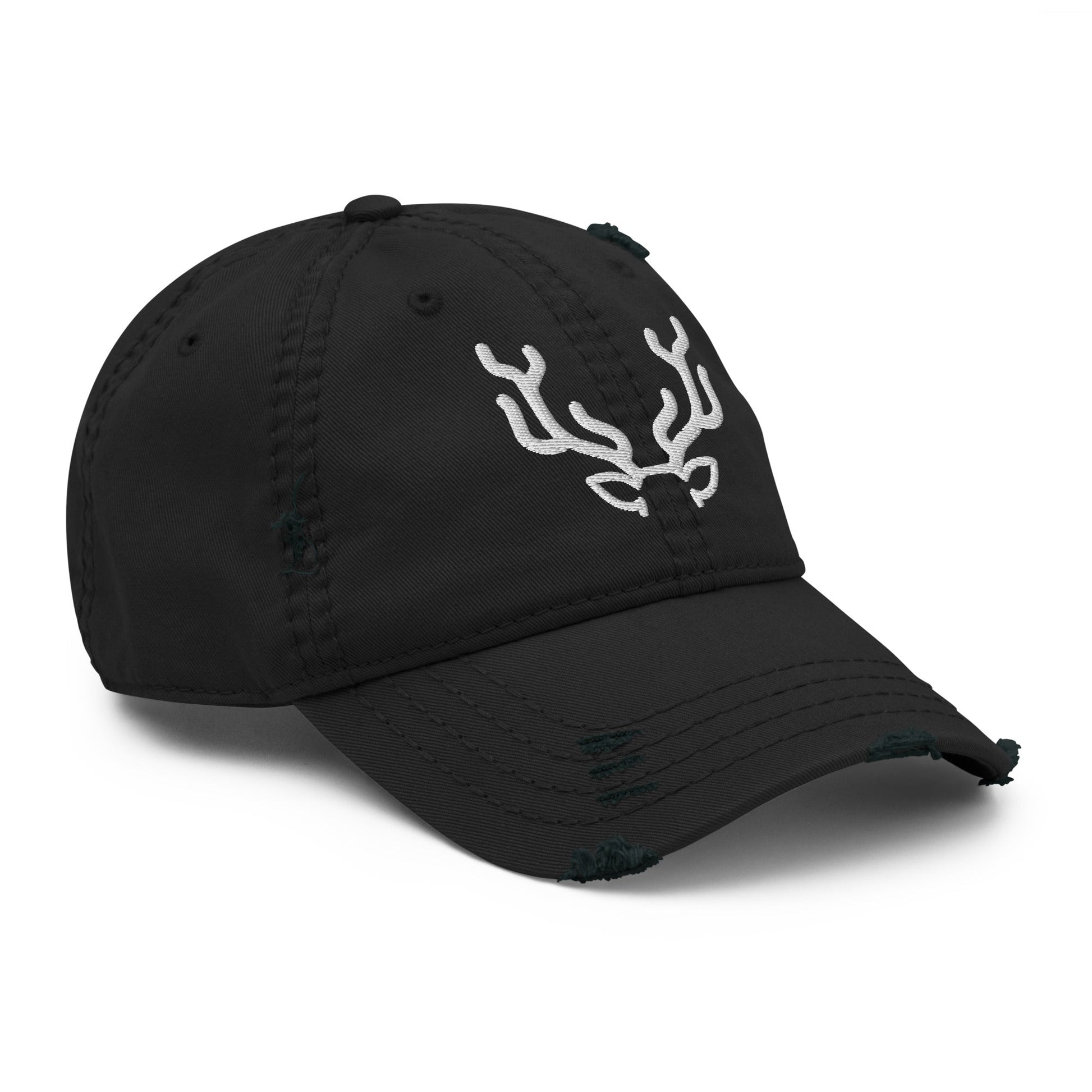 Antler Distressed Dad Hat with vintage worn-in brim and crown