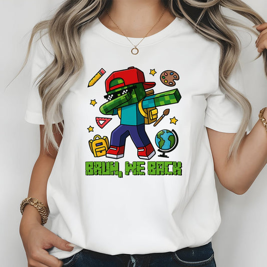 Bruh, We Back Pixel Zombie T-Shirt – Unisex Funny Gamer Style Back to School Premium Tee - f9artist