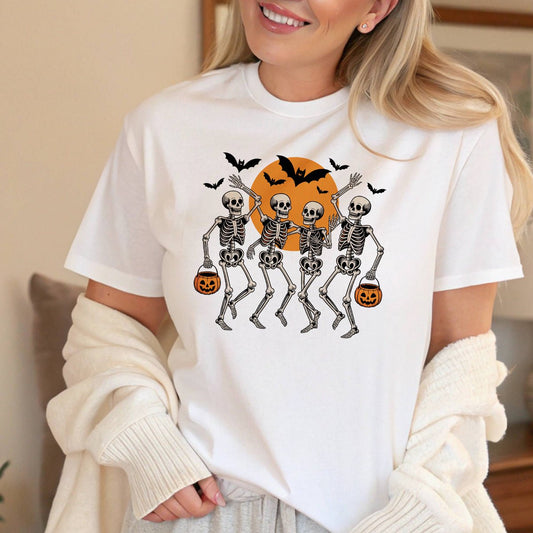 Dancing Skeleton Shirt | Halloween Party Tee | Spooky Skeleton Dancing Halloween T-Shirt - f9artist