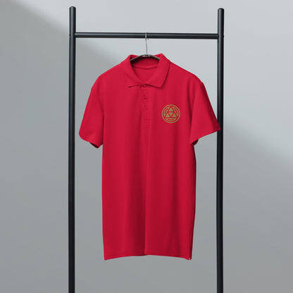 Earth symbol embroidered premium pique polo shirt - f9artist