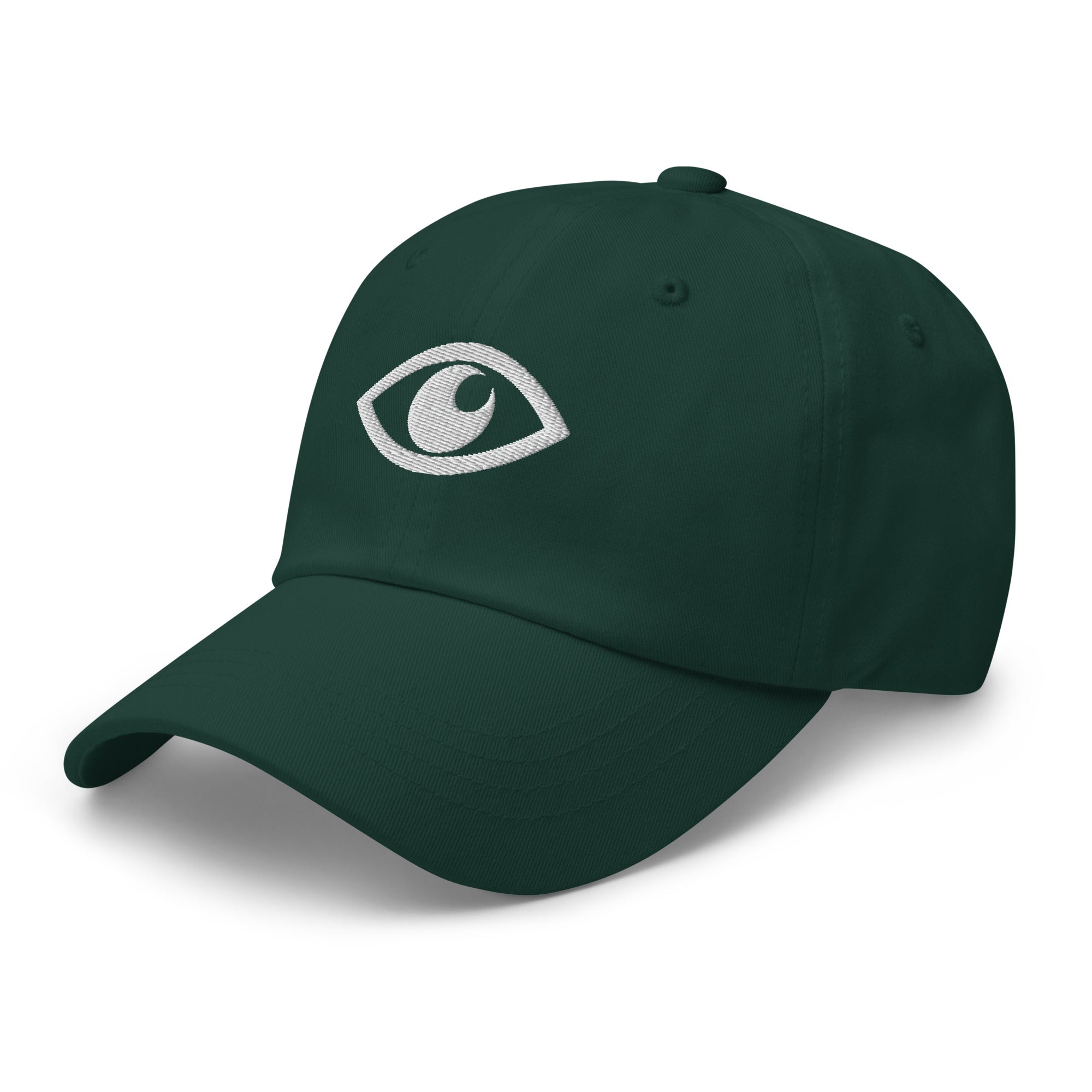EYE Embroidered Classic Dad Hat with bold eye design on black cotton cap