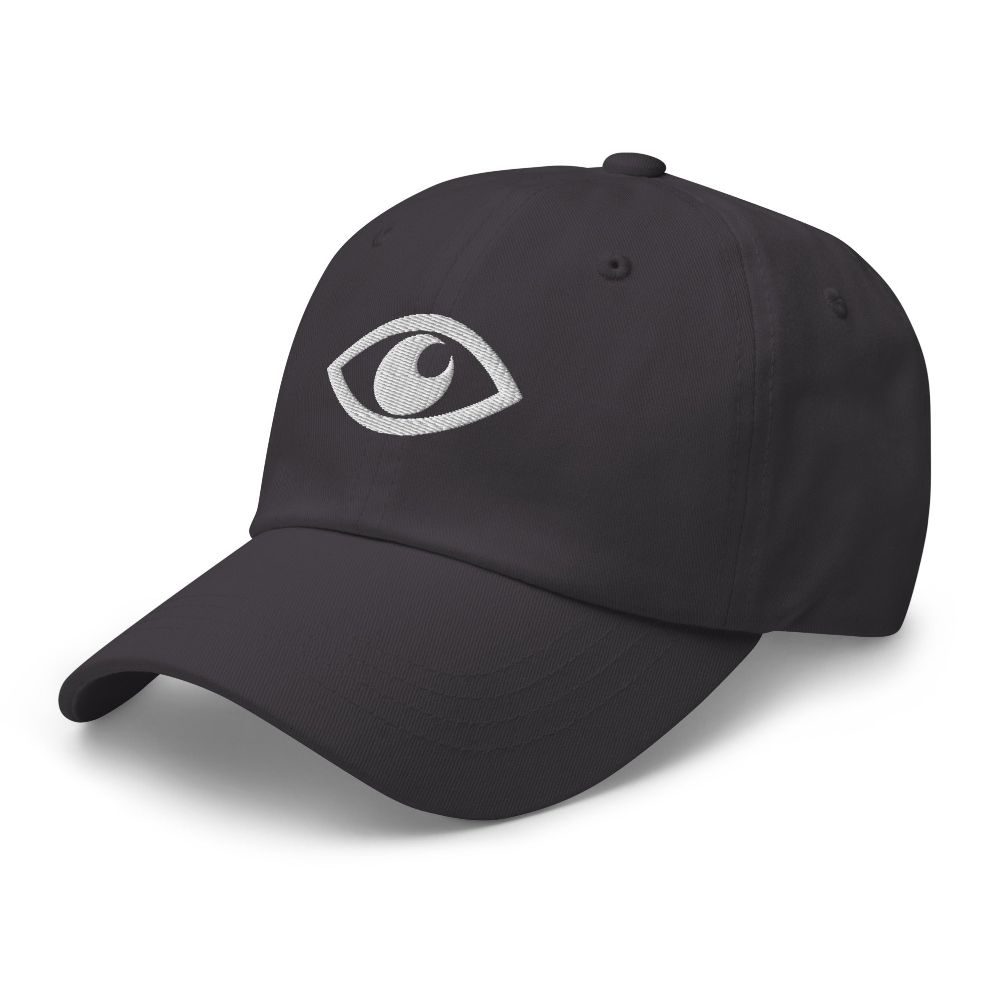 EYE Embroidered Classic Dad Hat with bold eye design on black cotton cap