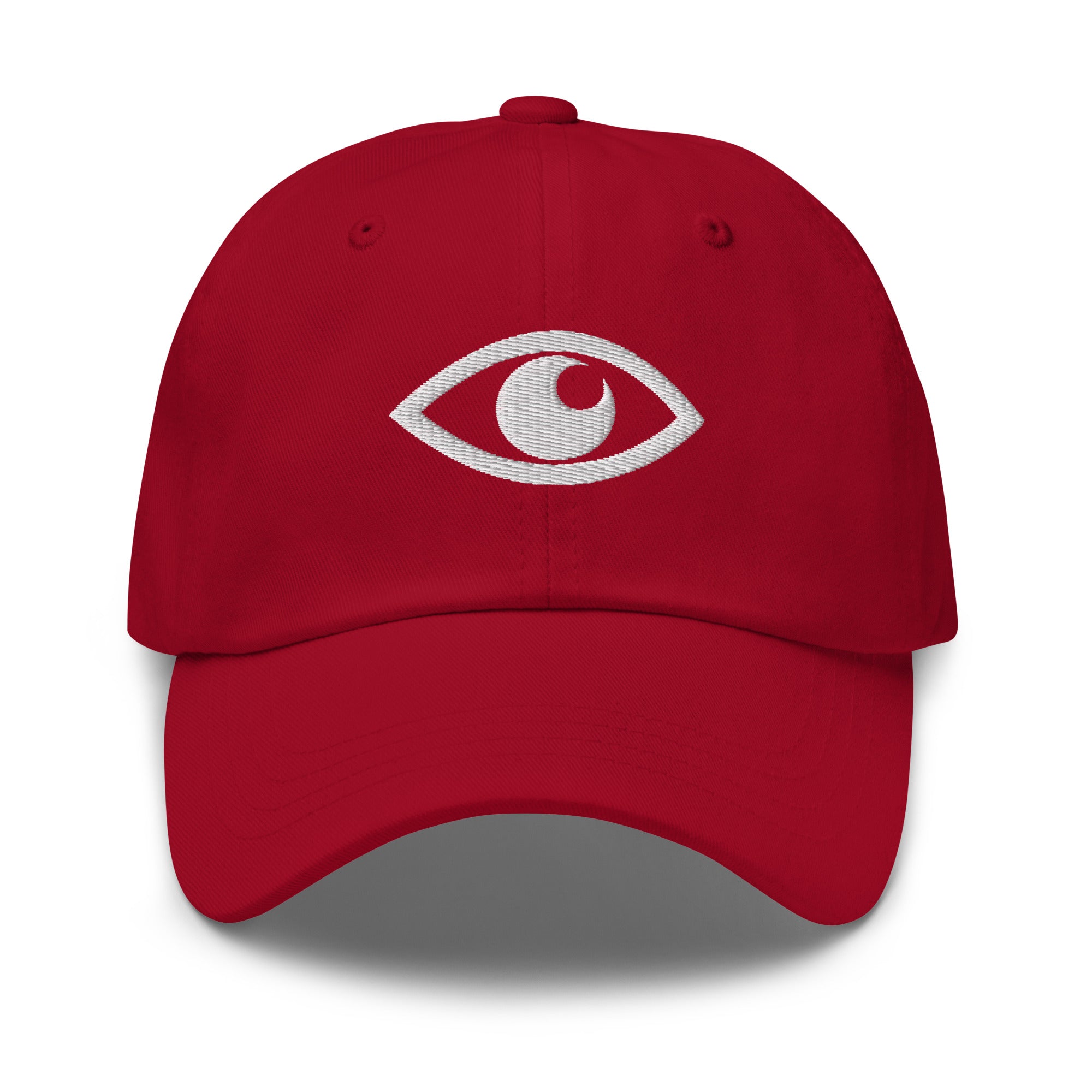 EYE Embroidered Classic Dad Hat with bold eye design on black cotton cap