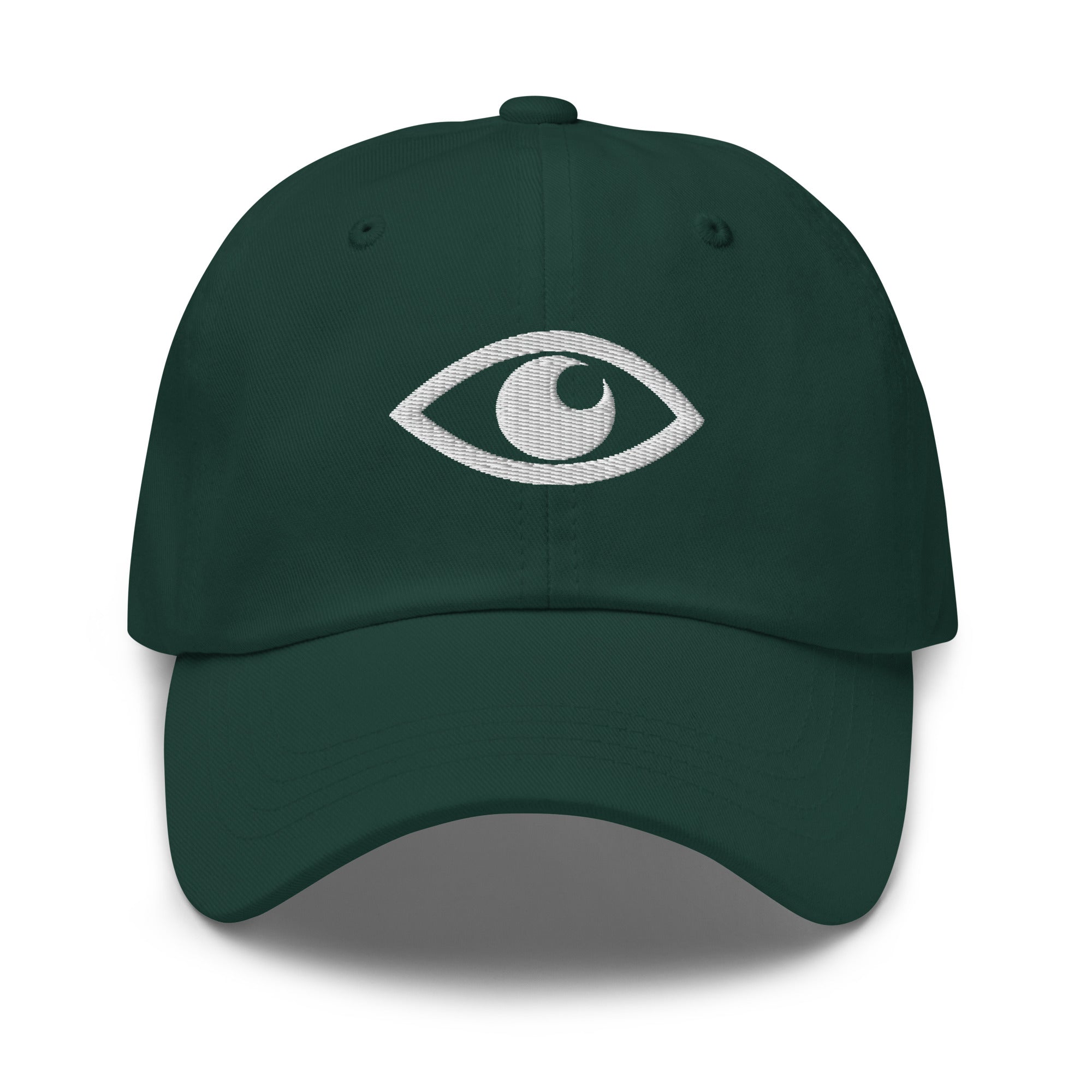 EYE Embroidered Classic Dad Hat with bold eye design on black cotton cap