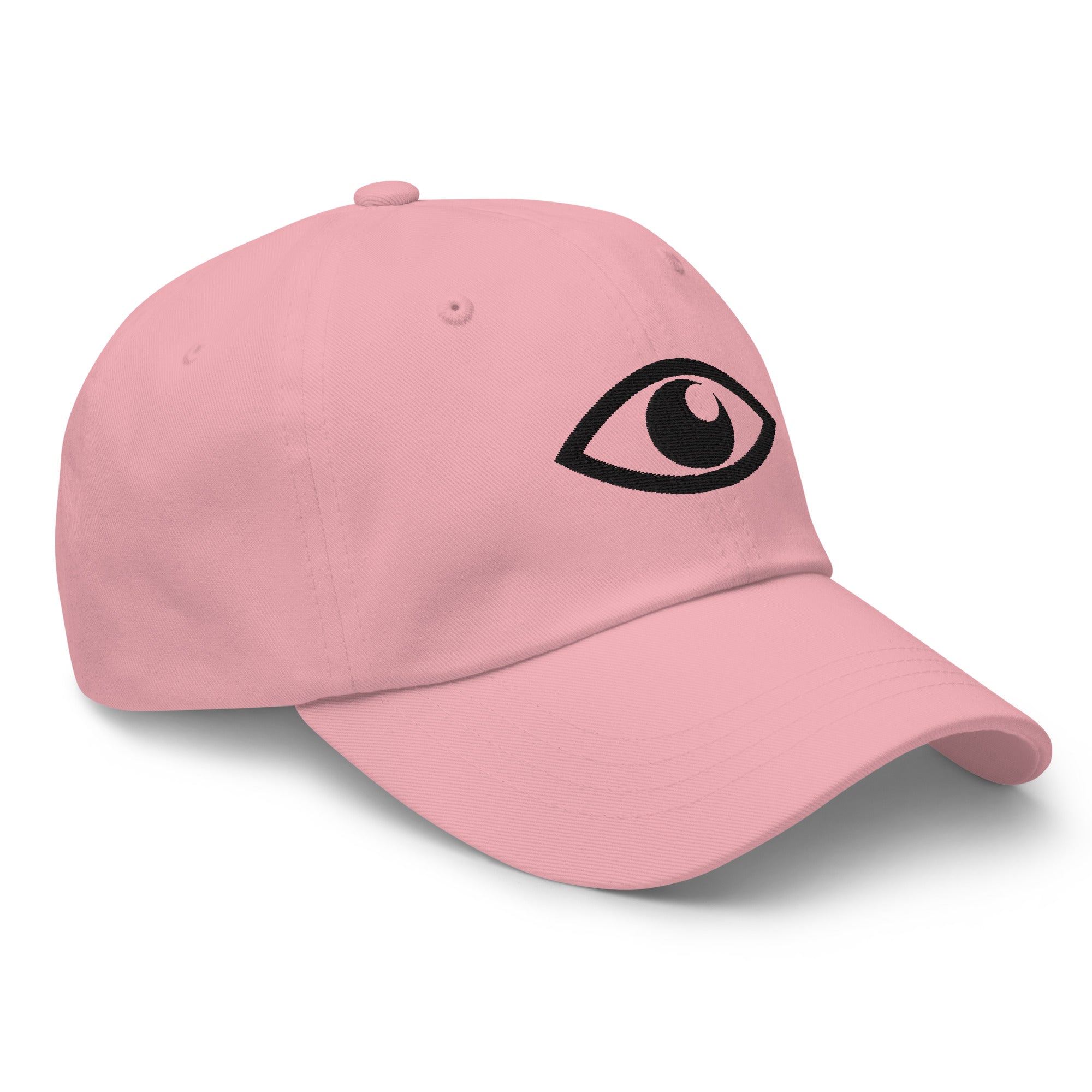 EYE Embroidered Classic Dad Hat with bold eye design on black cotton cap