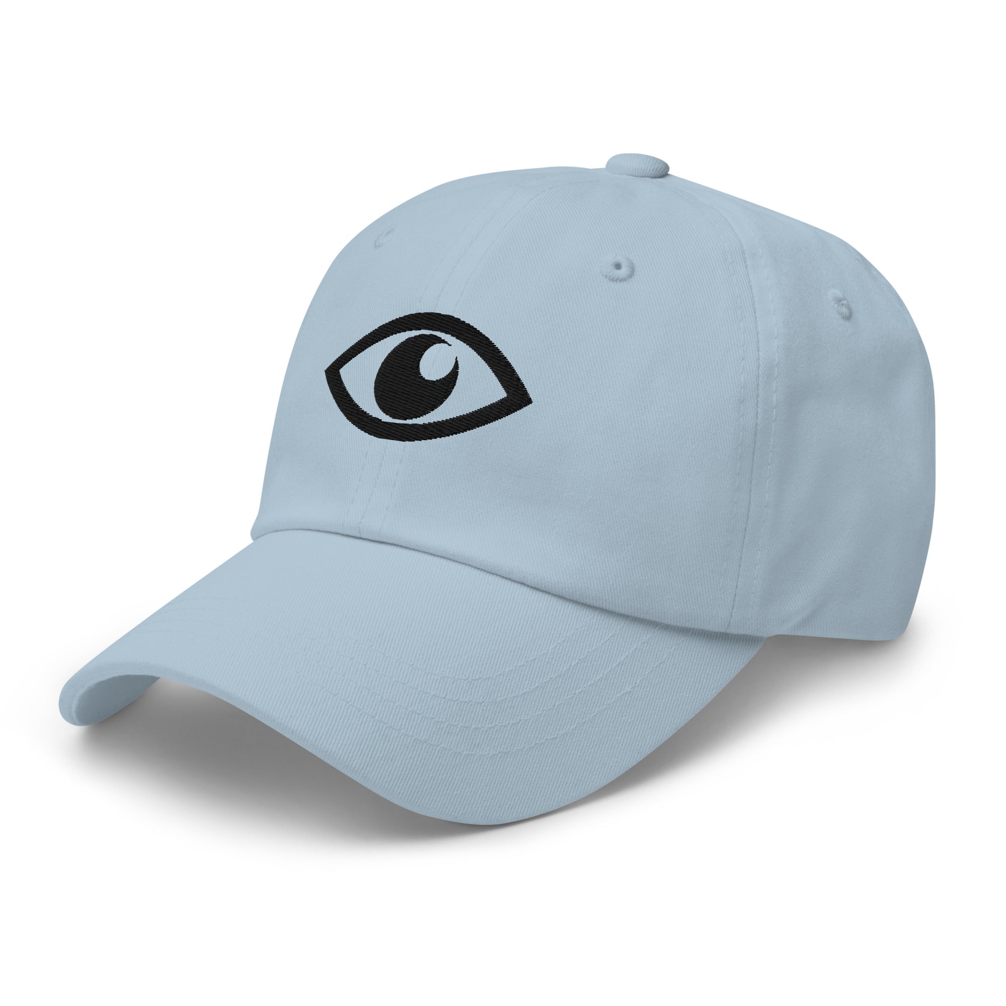 EYE Embroidered Classic Dad Hat with bold eye design on black cotton cap