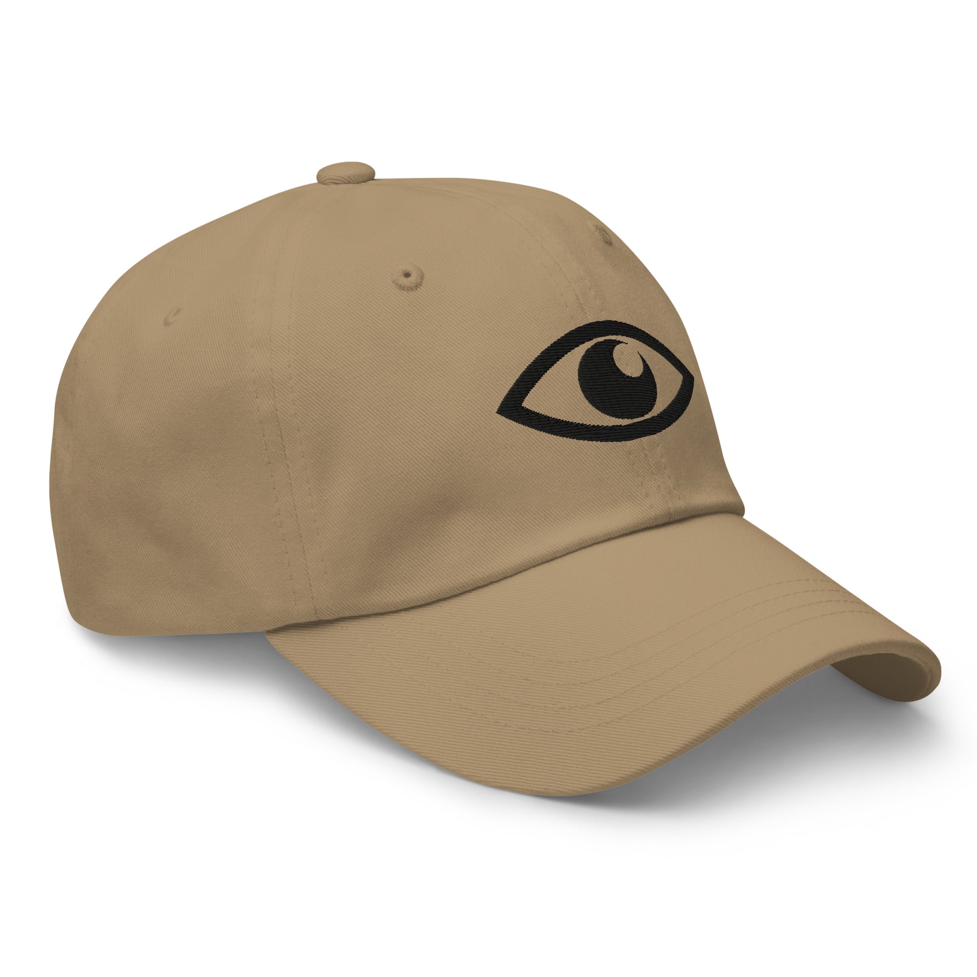 EYE Embroidered Classic Dad Hat with bold eye design on black cotton cap