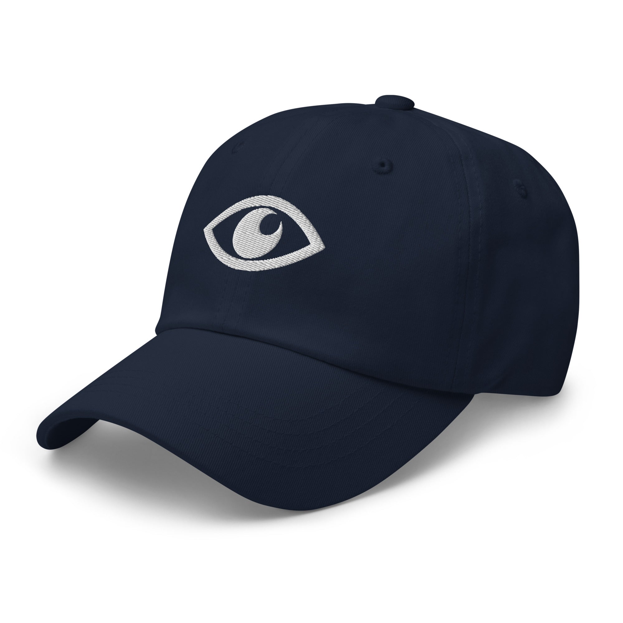 EYE Embroidered Classic Dad Hat with bold eye design on black cotton cap