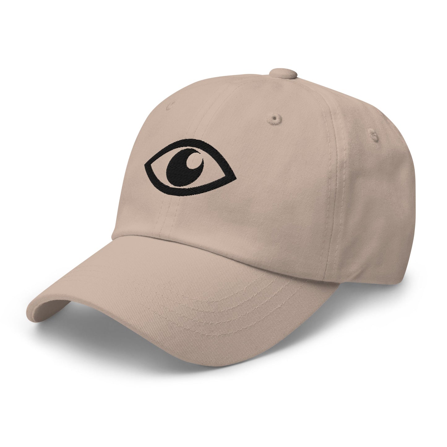 EYE Embroidered Classic Dad Hat with bold eye design on black cotton cap