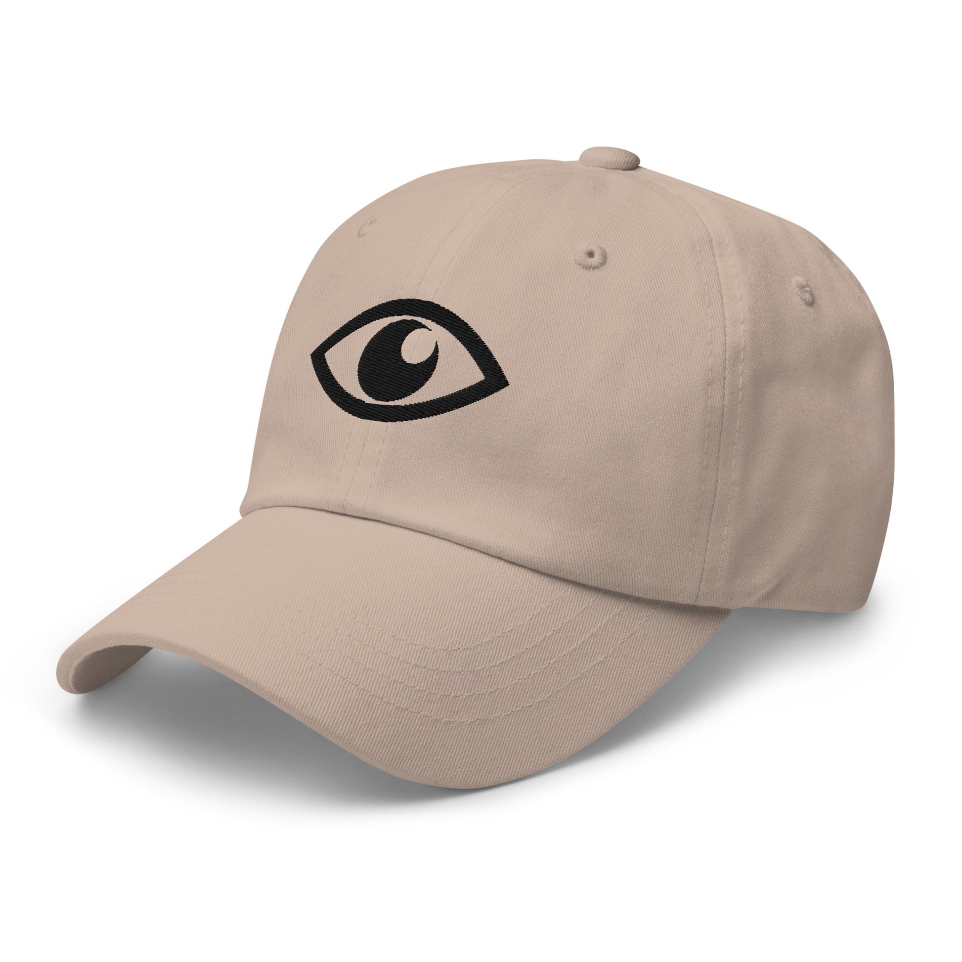 EYE Embroidered Classic Dad Hat with bold eye design on black cotton cap