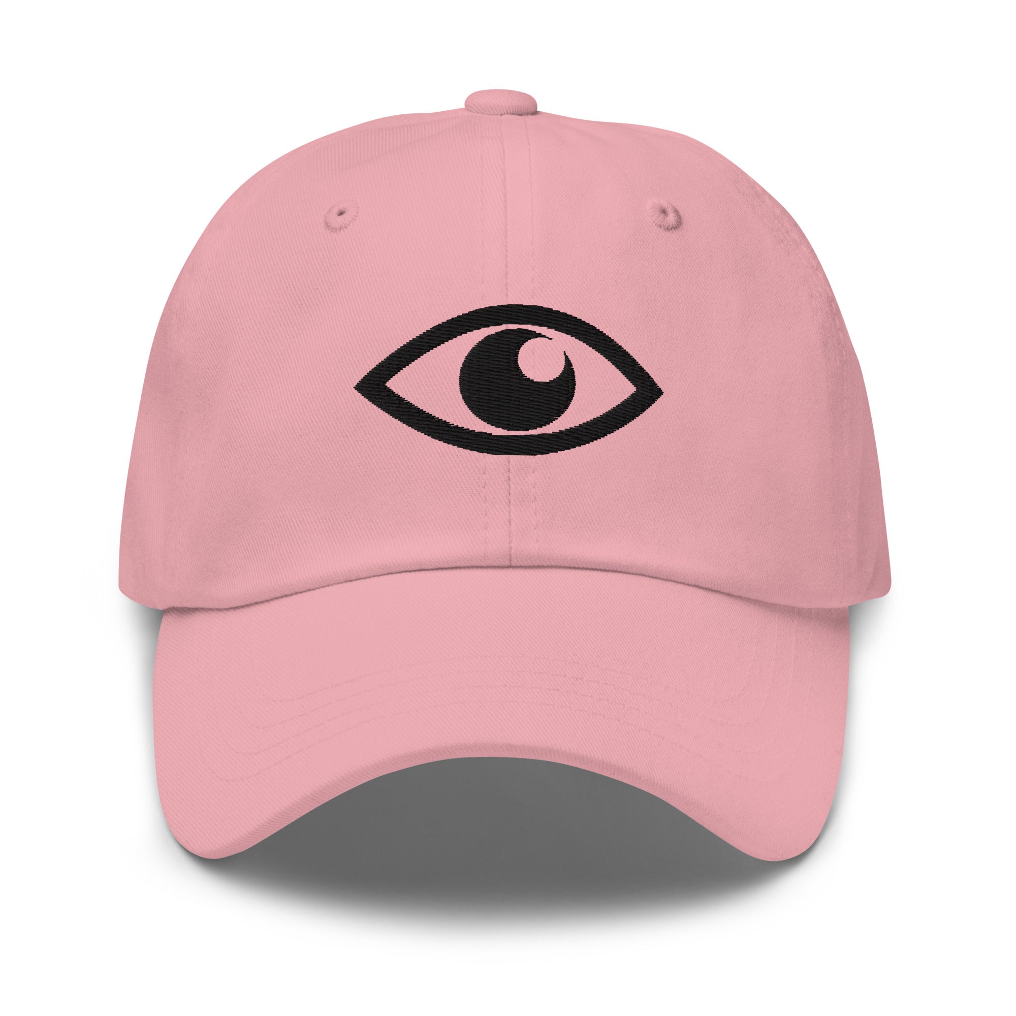 EYE Embroidered Classic Dad Hat with bold eye design on black cotton cap