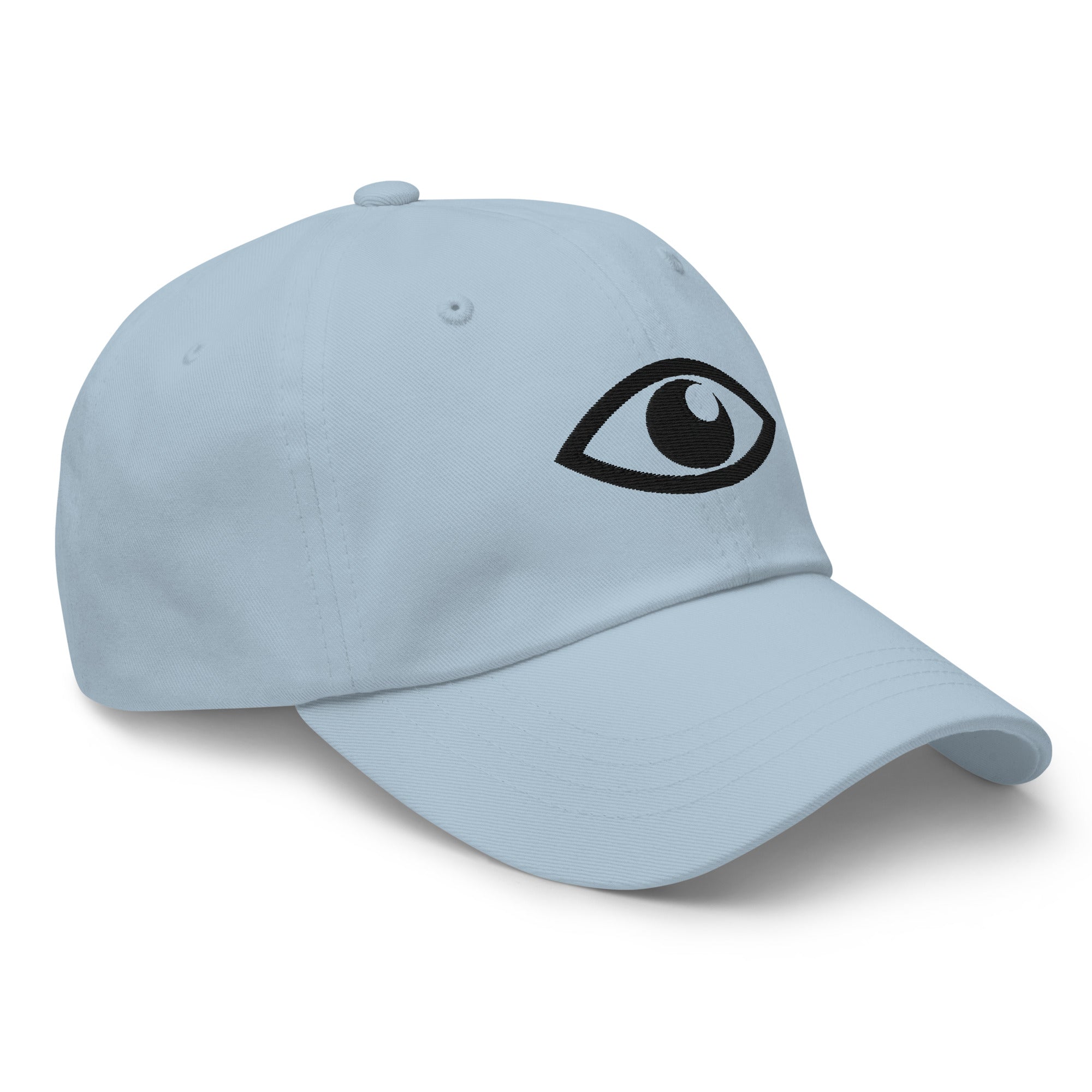 EYE Embroidered Classic Dad Hat with bold eye design on black cotton cap