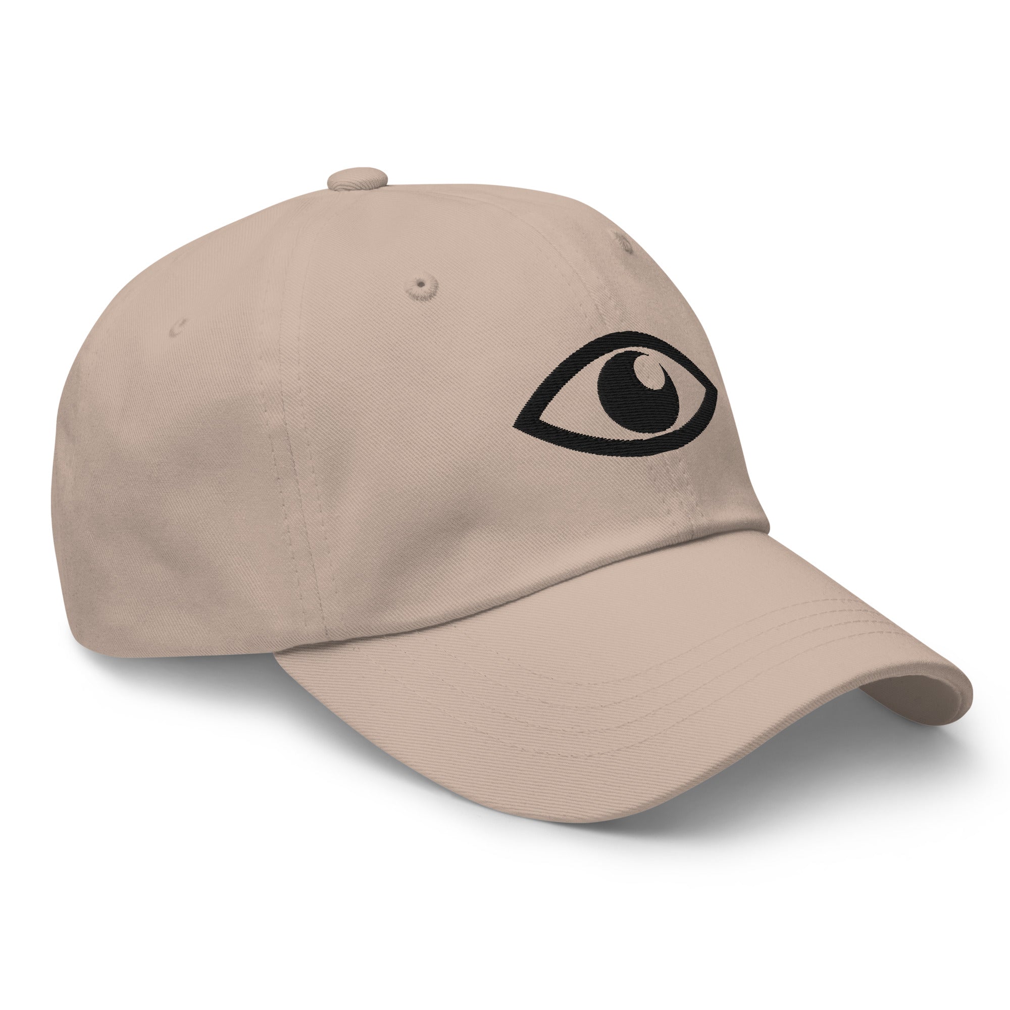 EYE Embroidered Classic Dad Hat with bold eye design on black cotton cap