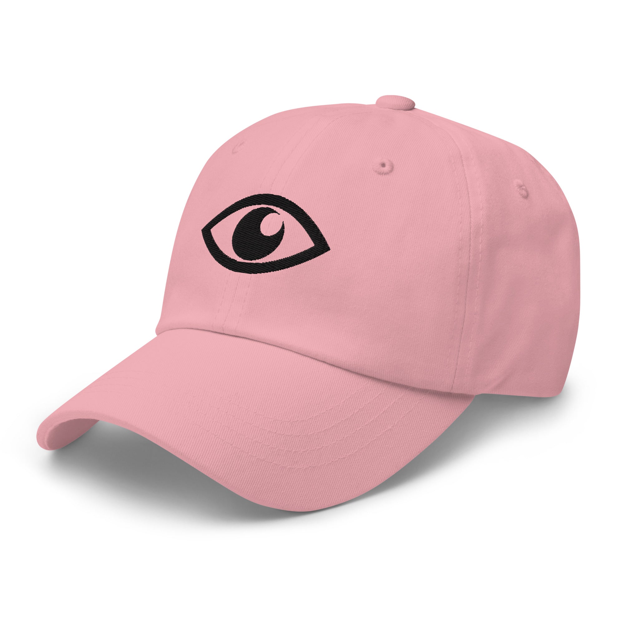 EYE Embroidered Classic Dad Hat with bold eye design on black cotton cap